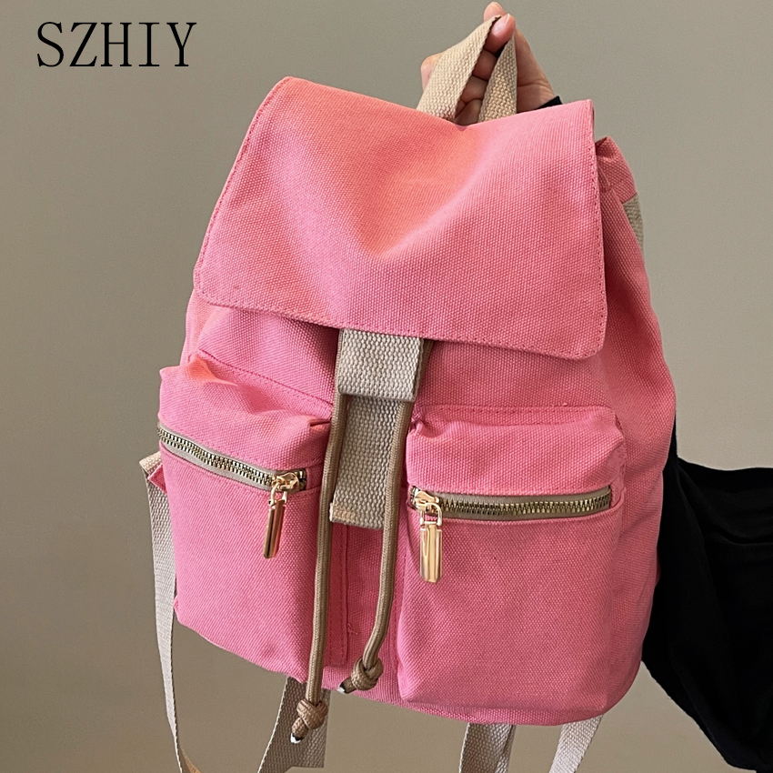 Interior Design Women - Canvas Backpack Women Travel Bag Designer