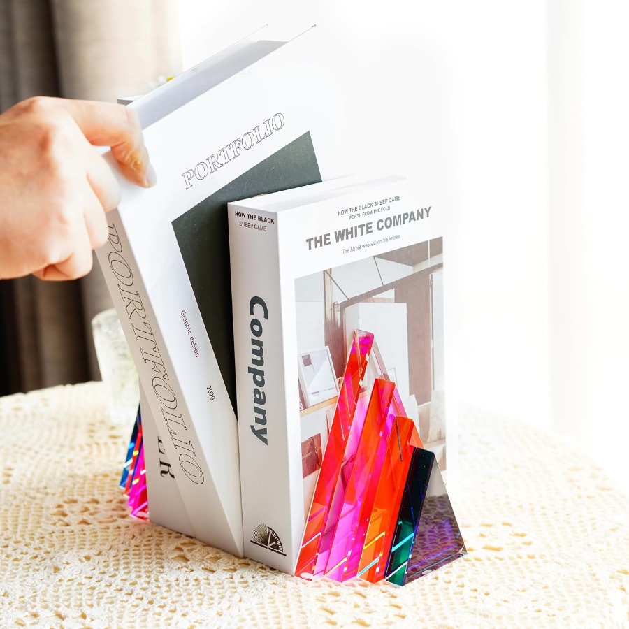 1Pair 3Lbs Crystal Bookends fo - Geometric Shelf Triangle reseña y precio