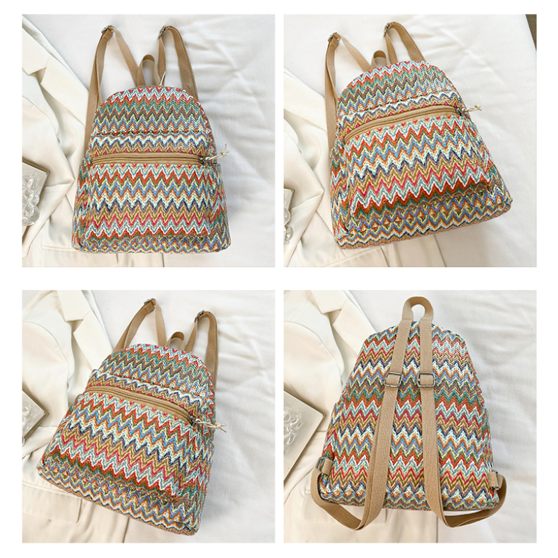 Colorful Grass Woven Backpack  - Interior Design Women reseña y precio